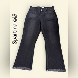 Spartina 449 Juliette High Rise Black Denim Size 12 Frayed Hem